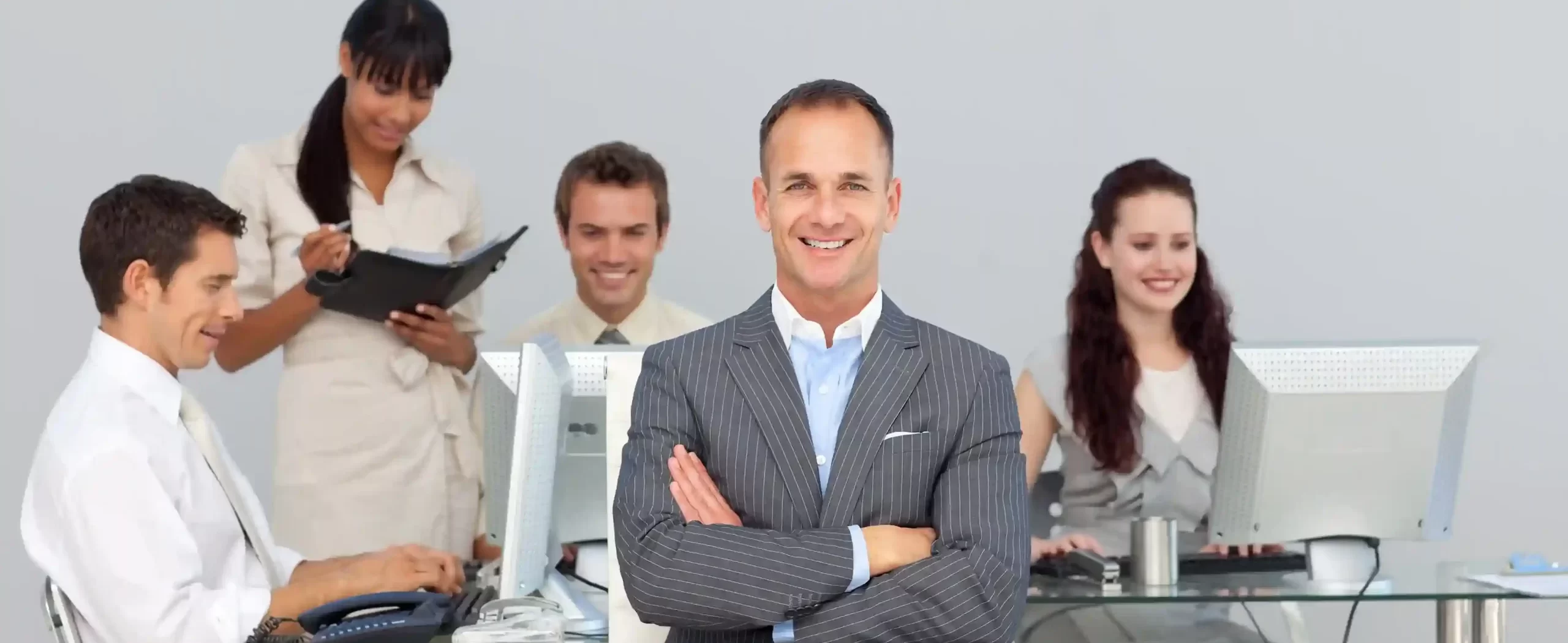 concentrated business partners working with their manager 11zon